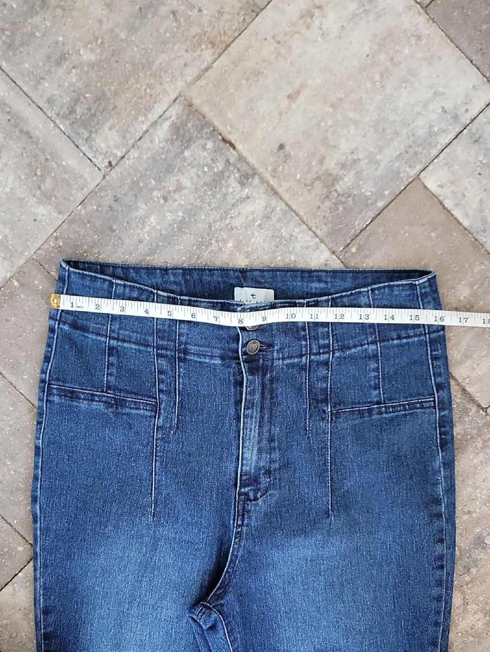 True Craft Corset Waist Flare Dark Wash Jeans Sz 12 Has Stretch No Pockets - Picture 7 of 11